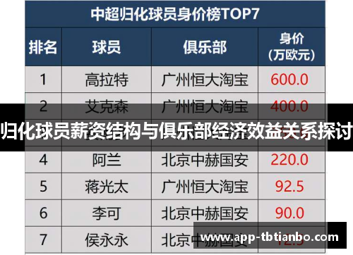 归化球员薪资结构与俱乐部经济效益关系探讨